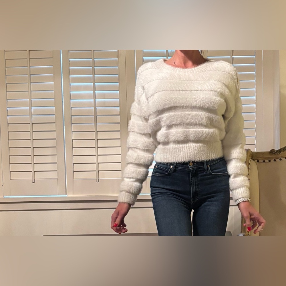 Milly fuzzy stripes snow bunny sweater